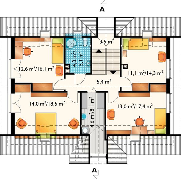 Poddasze projektu Nowy Dworek Eko - murowana - beton komórkowy