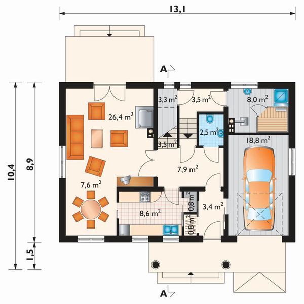 Parter projektu Halszka - murowana – beton komórkowy
