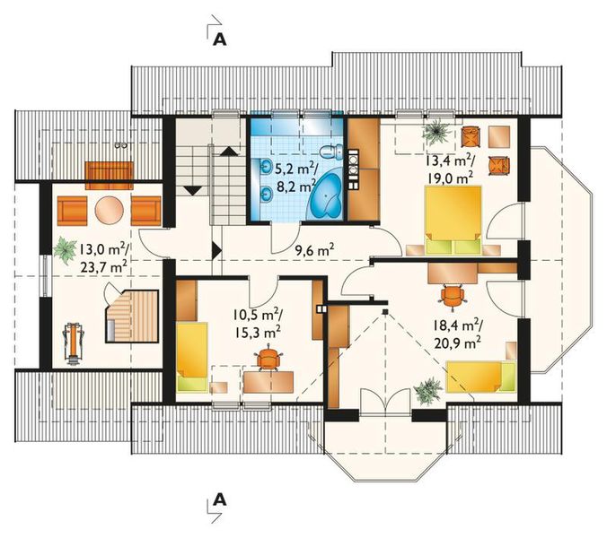 Poddasze projektu Pigwa - murowana – beton komórkowy