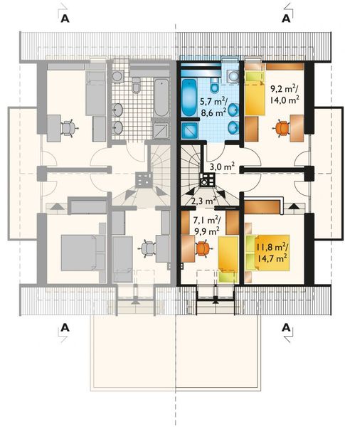 Poddasze projektu Juta Duo - murowana – beton komórkowy