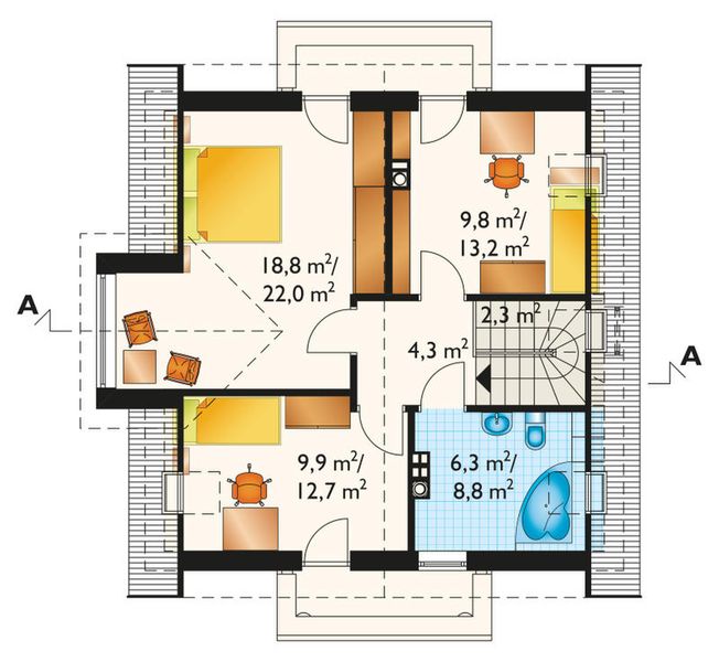 Poddasze projektu Rufus - murowana – beton komórkowy