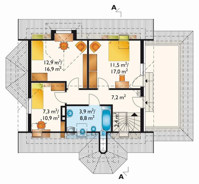 Poddasze projektu Dobrawa - murowana – ceramika