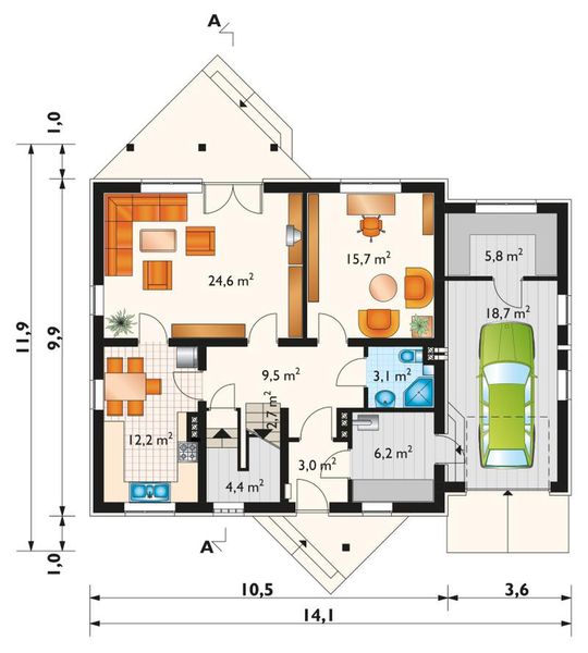 Parter projektu Drozd - murowana – beton komórkowy
