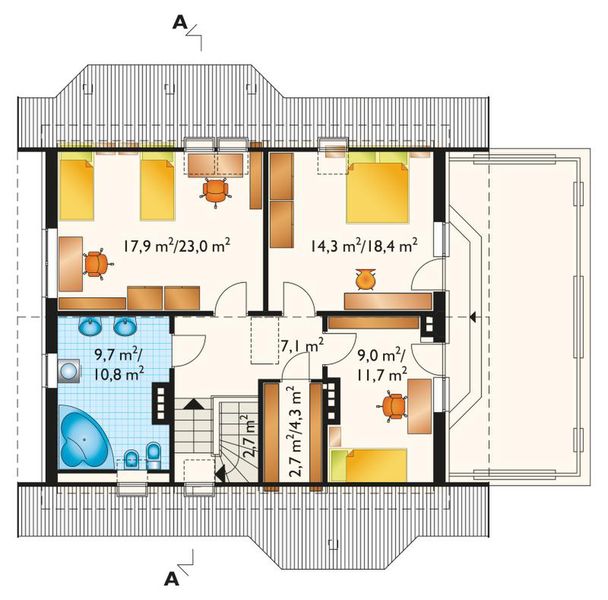 Poddasze projektu Drozd - murowana – beton komórkowy
