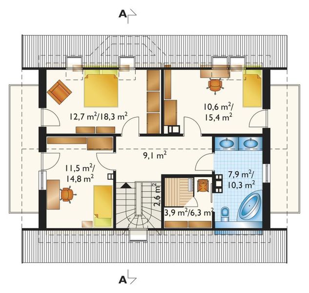 Poddasze projektu Witlinek - murowana – beton komórkowy