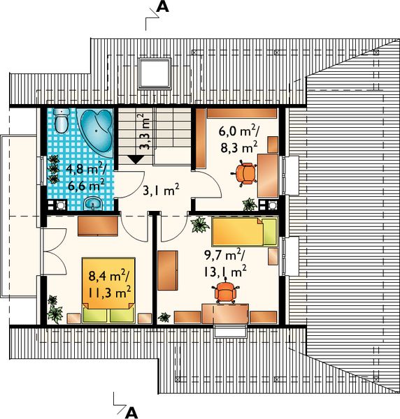 Poddasze projektu Strzyga - murowana – ceramika