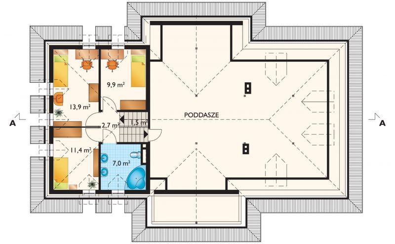 Poddasze projektu Dworek - murowana – ceramika