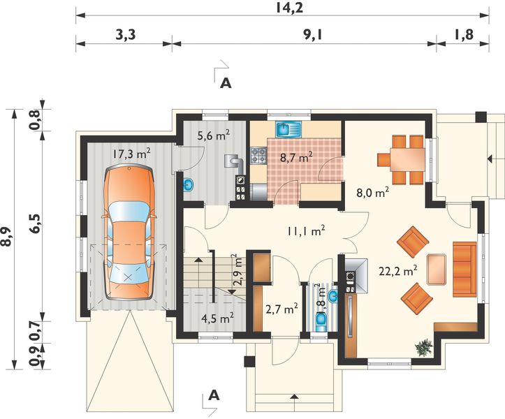 Parter projektu Prymulka Bona - murowana – beton komórkowy