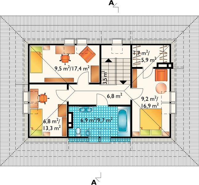 Poddasze projektu Wiślan Lux - murowana – ceramika