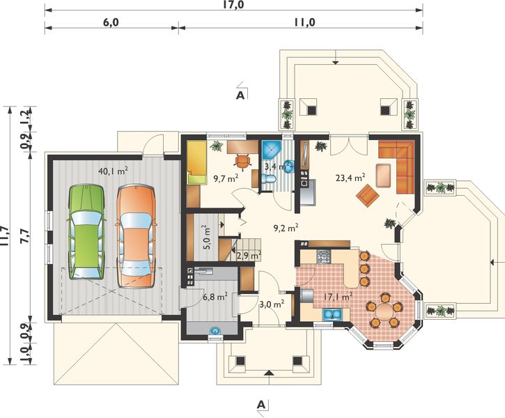 Parter projektu Maja Lux G2 - murowana – beton komórkowy