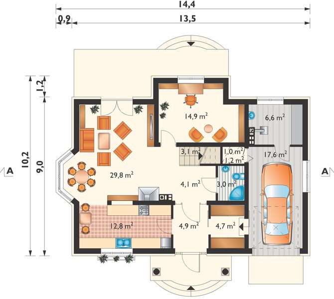 Parter projektu Dymsza Lux - murowana – beton komórkowy