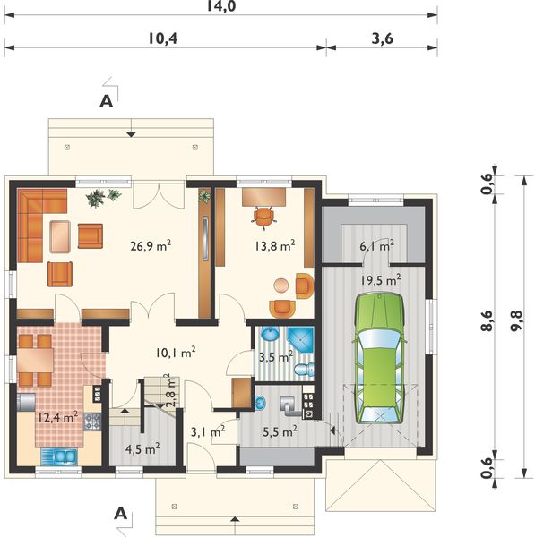 Parter projektu Drozd Neo - murowana – beton komórkowy
