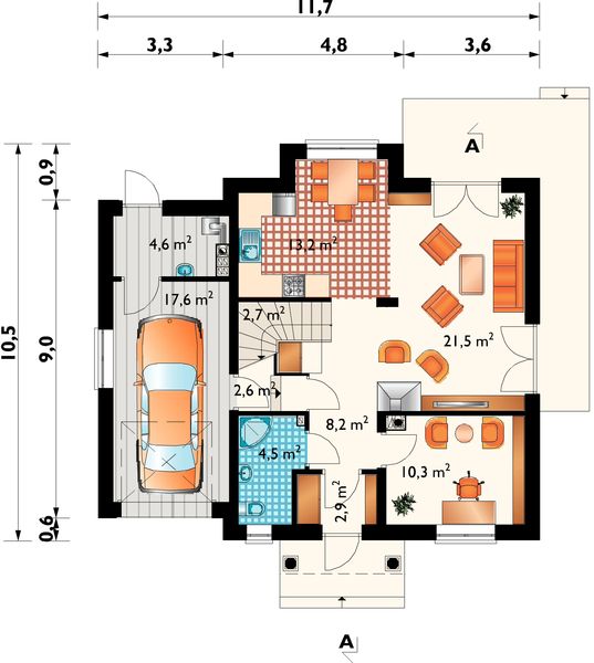 Parter projektu Fryda - murowana – beton komórkowy
