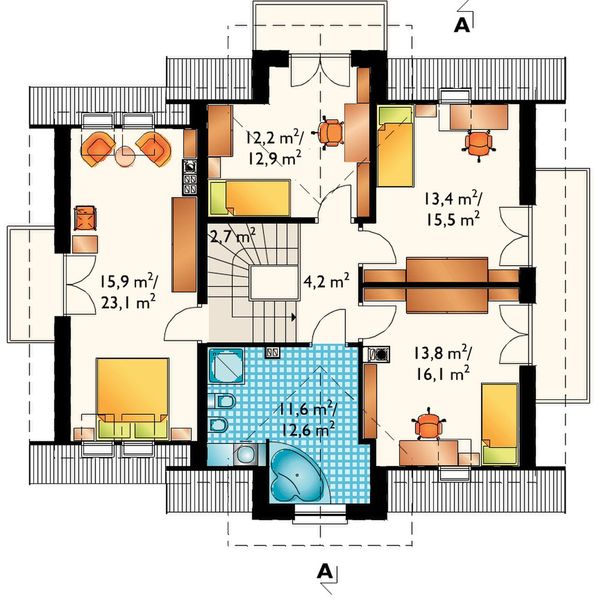 Poddasze projektu Fryda - murowana – beton komórkowy