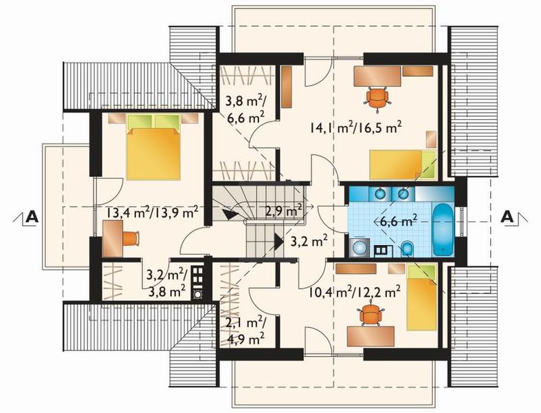 Poddasze projektu Koliba Mała - murowana – beton komórkowy