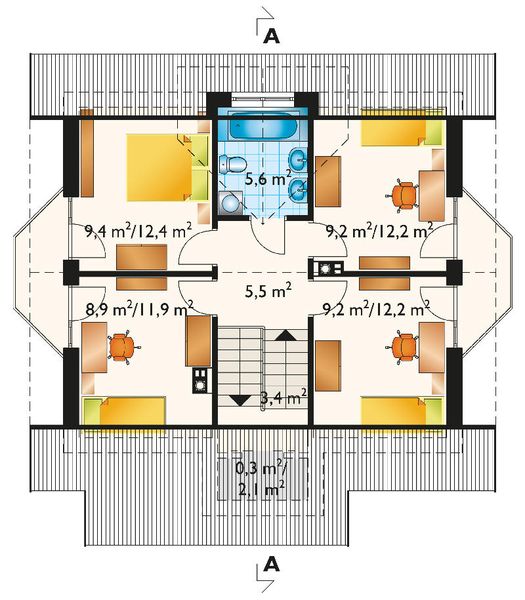 Poddasze projektu Kostek - murowana – beton komórkowy