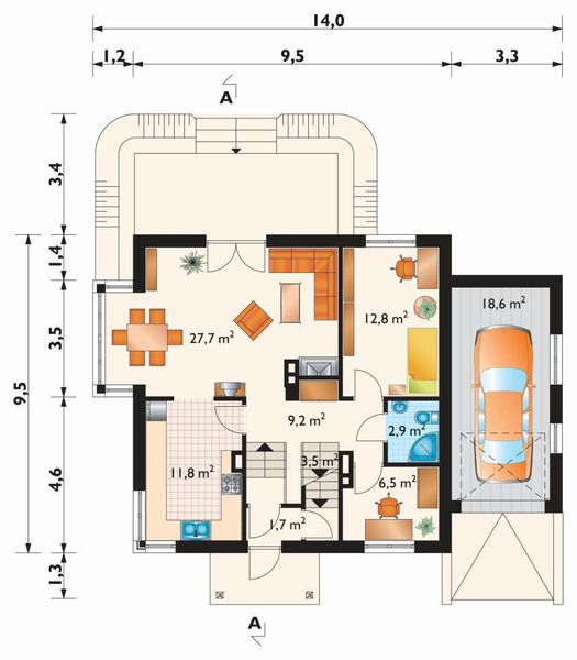Parter projektu Żonkil-2 - murowana – beton komórkowy