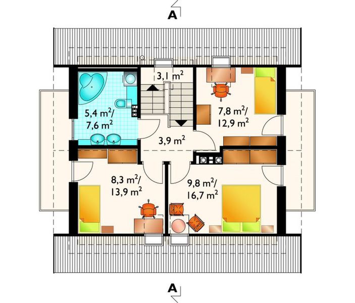 Poddasze projektu Sabina - murowana – beton komórkowy
