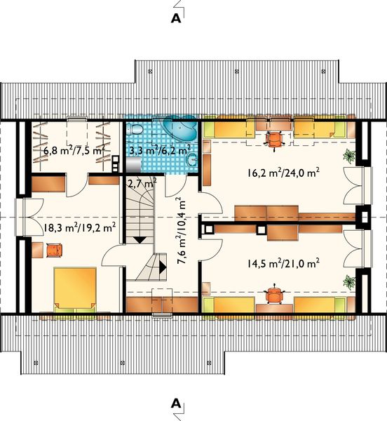 Poddasze projektu Delta Eko - murowana - beton komórkowy