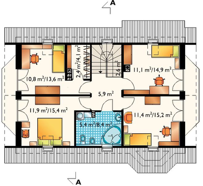 Poddasze projektu Spinka Midi - murowana – beton komórkowy