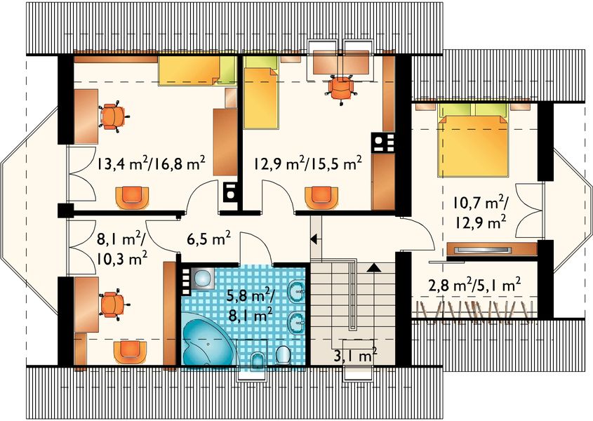 Poddasze projektu Bera - murowana – beton komórkowy