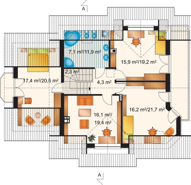 Poddasze projektu Maja Krak - murowana – beton komórkowy