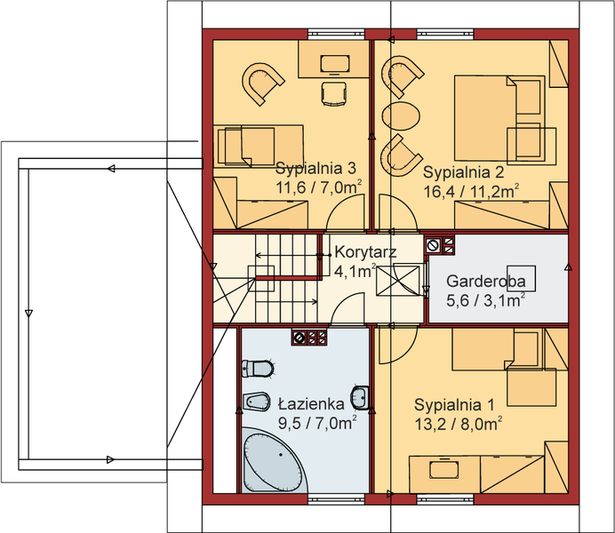Poddasze projektu Domek Południowy (015 SK + G)