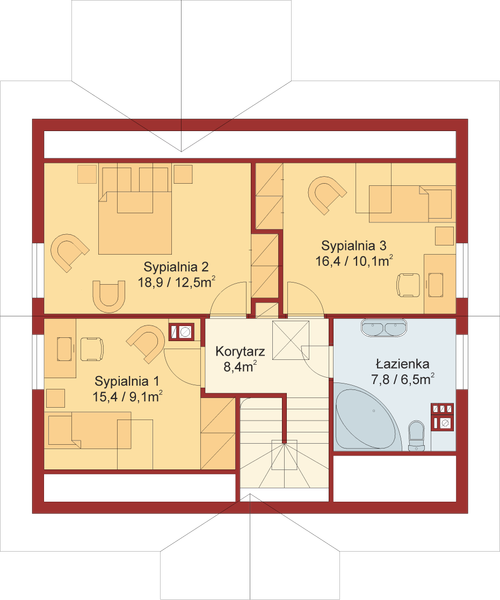 Poddasze projektu Domek Ciepły (012 BK + Z)