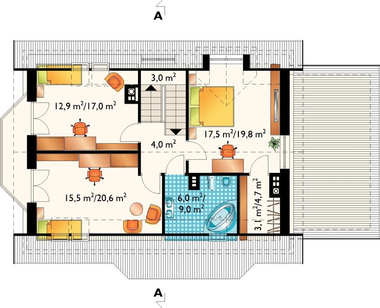 Poddasze projektu Marta - murowana – beton komórkowy