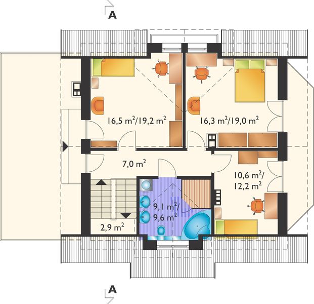 Poddasze projektu Celesta-2 Duo - murowana – ceramika