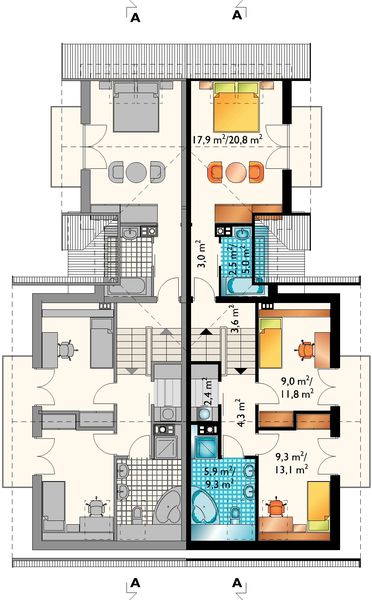 Poddasze projektu Gracja Duo - murowana – beton komórkowy
