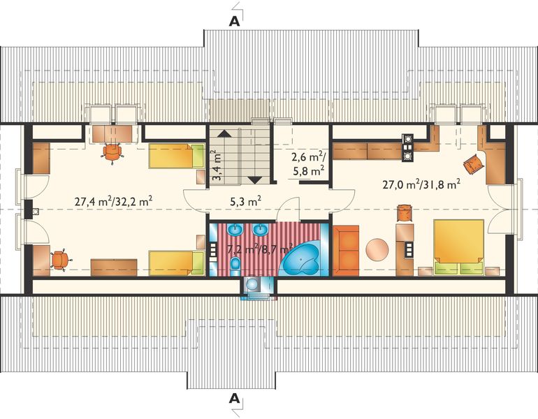 Poddasze projektu Aramis - murowana – beton komórkowy