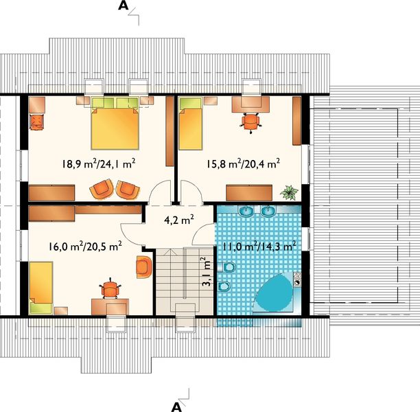 Poddasze projektu Sójka Eko - murowana - beton komórkowy