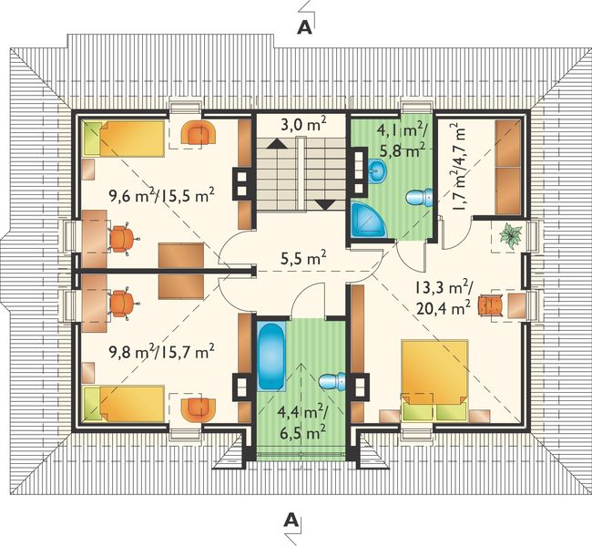 Poddasze projektu Amadej Krak - murowana – beton komórkowy