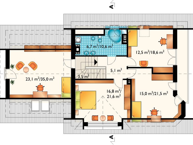Poddasze projektu Maja Rex G2 - murowana – beton komórkowy