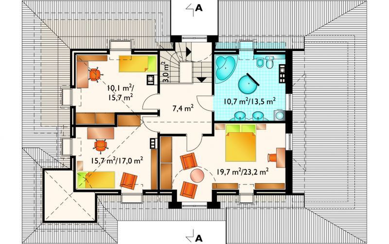 Poddasze projektu Lubicz - murowana – beton komórkowy