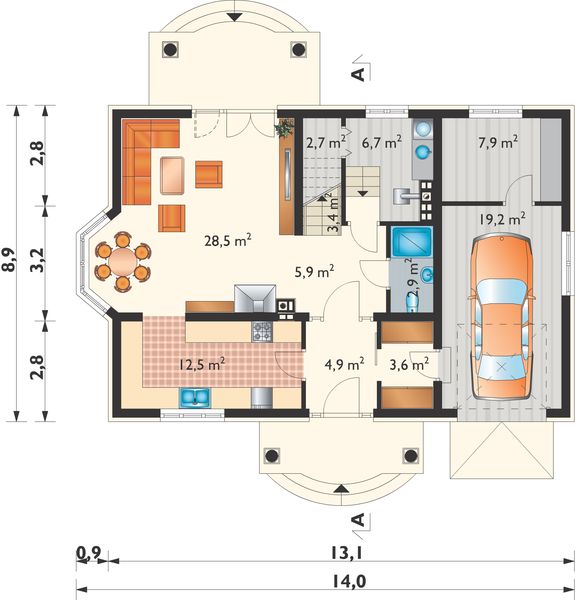 Parter projektu Dymsza Polo - murowana – beton komórkowy