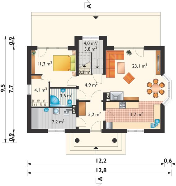Parter projektu Roksana Rex - murowana - beton komórkowy