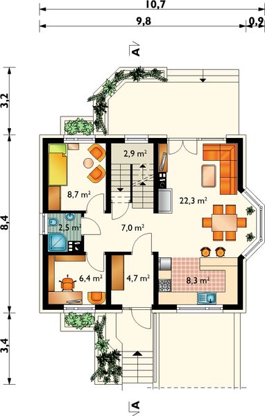 Parter projektu Sonia Mini - murowana – beton komórkowy