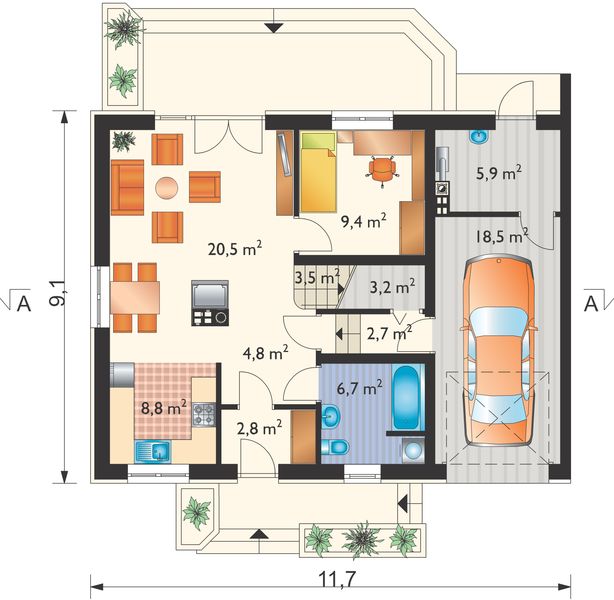 Parter projektu Zoja Rex Duet - murowana – beton komórkowy