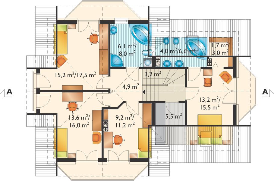 Poddasze projektu Ametyst Polo - murowana – beton komórkowy