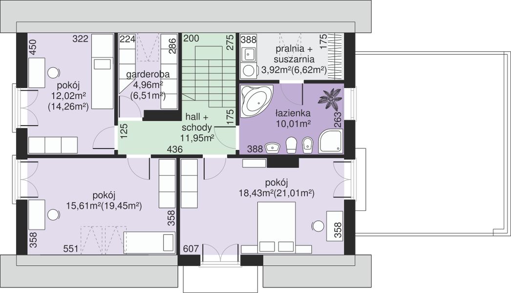 Poddasze projektu Dom przy Alabastrowej 12