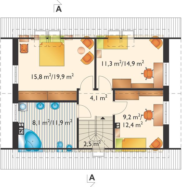 Poddasze projektu Smolik Energo - murowana – beton komórkowy