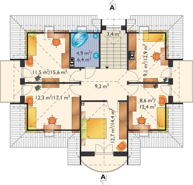 Poddasze projektu Ślężan Energo - murowana - beton komórkowy