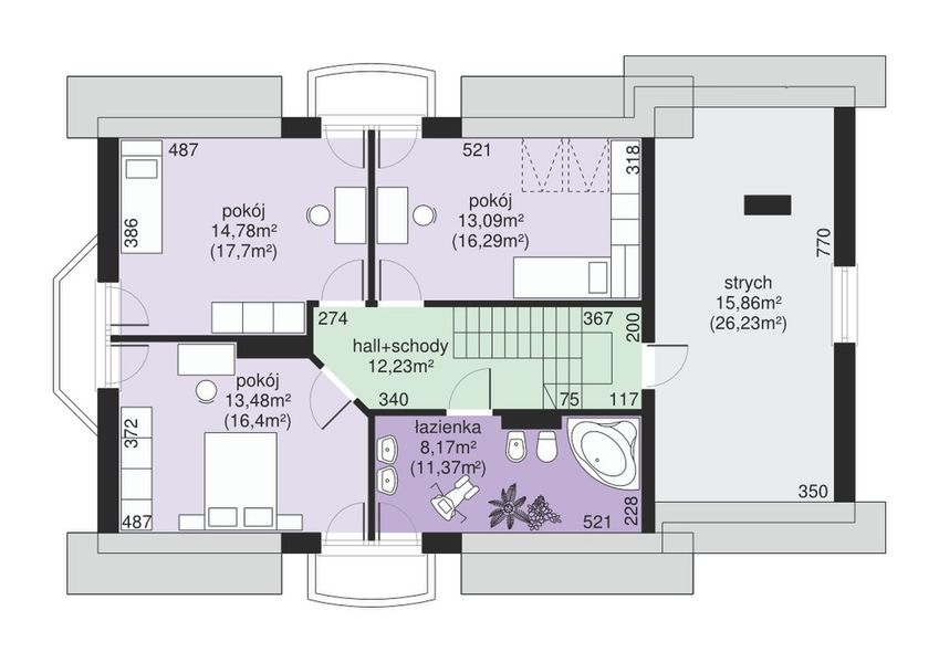 Poddasze projektu Dom przy Modrzewiowej 3