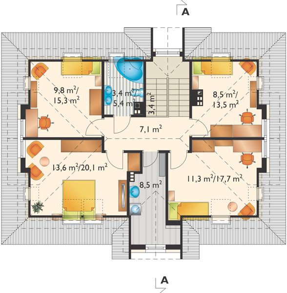 Poddasze projektu Skarbek Karo - murowana – beton komórkowy