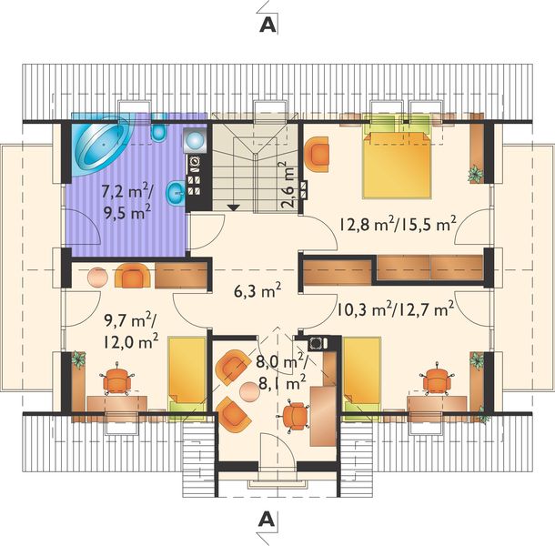 Poddasze projektu Tomir Lux Solis - murowana – beton komórkowy