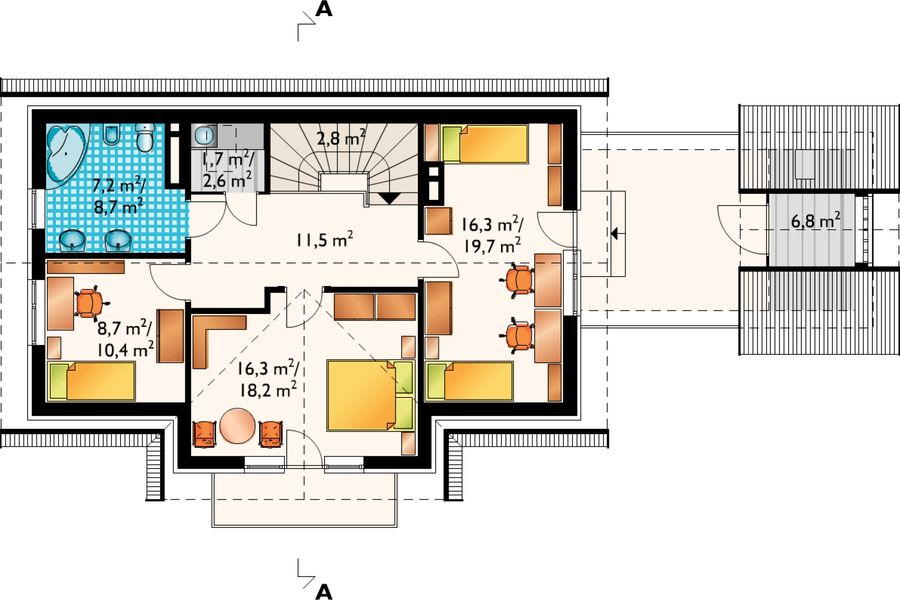 Poddasze projektu Potok - murowana – ceramika
