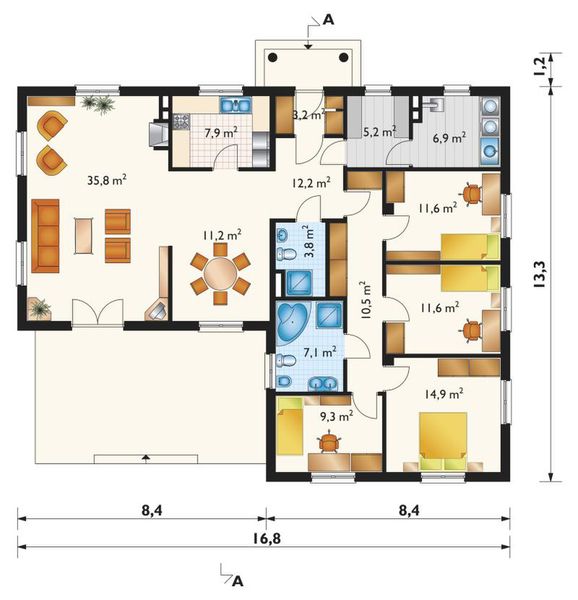 Parter projektu Rumianek - murowana–beton komórkowy