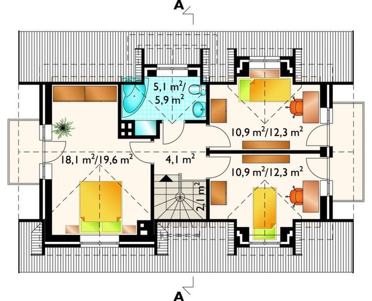 Poddasze projektu Sadyba - murowana – ceramika
